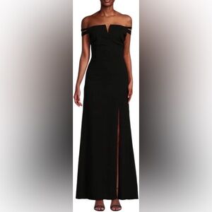 The Fashion Poet The label Elegant Black Off-Shoulder slit Gown
